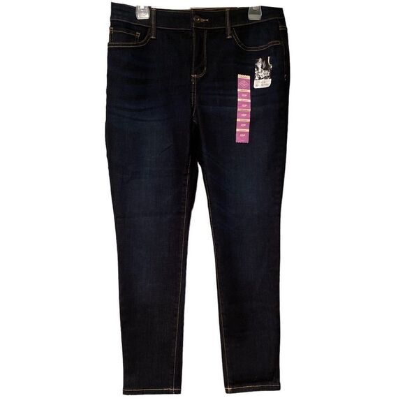 St John’s Bay Skinny Leg Mid Rise Jeans Size 10P Dark Wash - Picture 1 of 11